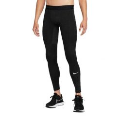 Męskie Legginsy Pro Warm. Czarne legginsy długie sportowe Nike, m, bez wzorów, z elastanu, rowerowe, dri-fit (nike). Za 371.99 zł.