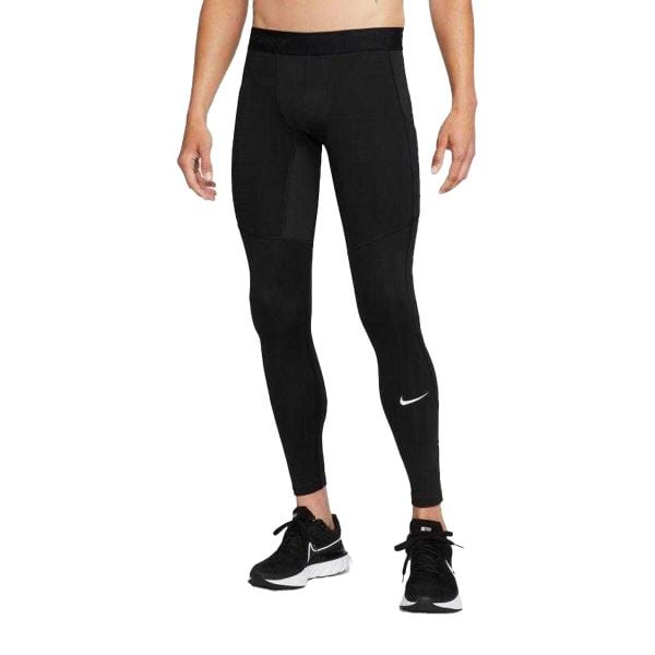 Męskie Legginsy Pro Warm. Czarne legginsy długie sportowe Nike, m, bez wzorów, z elastanu, rowerowe, dri-fit (nike). Za 374.99 zł.