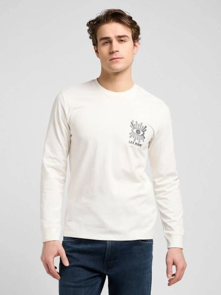 MESKA KOSZULKA LEE LS TEE ECRU 112373176. Bluzki z długim rękawem Lee, m, bez wzorów, bez kołnierzyka, bez ramiączek. Za 89.99 zł.