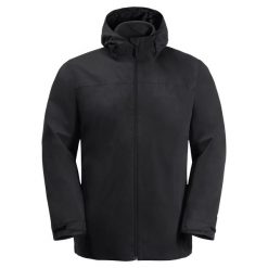 Kurtka trekkingowa męska Jack Wolfskin Taubenberg. Czarne kurtki Jack Wolfskin, m, bez wzorów, z materiału, z kapturem. Za 739.99 zł.