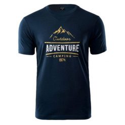 Koszulka męska Hi-Tec Lore - granatowa, Rozmiar XL. T-shirty Hi-tec, m, bez wzorów, z bawełny, bez kołnierzyka, bez ramiączek. Za 49.99 zł.