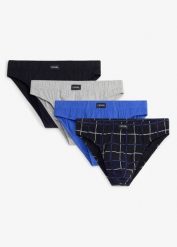 Slipy (5 par). Czarne slipki bonprix, l, bez wzorów, z bawełny. Za 87.99 zł.