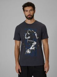 4F T-shirt regular z nadrukiem męski - szary S. Szare t-shirty 4F, m, bez wzorów, z bawełny, bez kołnierzyka, bez ramiączek. Za 69.99 zł.