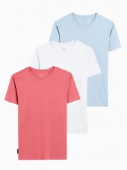Zestaw koszulek bawełnianych BASIC 3-pak - mix V19 Z30 - XXL. Niebieskie t-shirty Ombre Clothing, l, bez wzorów, z bawełny, bez kołnierzyka, bez ramiączek. Za 65.99 zł.