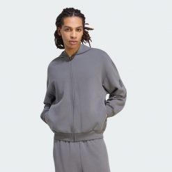 BLUZA Z KAPTUREM SOFT LUX FULL-ZIP. Szare bluzy z kapturem Adidas, s, bez wzorów, z bawełny, z kapturem. Za 369.00 zł.