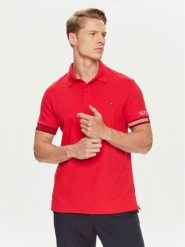 Tommy Hilfiger Polo Flag MW0MW34780 Czerwony Slim Fit. Czerwone koszulki polo Tommy Hilfiger, m, bez wzorów, z wiskozy, bez kołnierzyka, bez ramiączek. Za 259.99 zł.