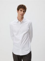 Koszula regular z bawełny egipskiej - biały. Białe koszule Reserved, l, bez wzorów, z bawełny, bez kołnierzyka, bez ramiączek. Za 139.99 zł.