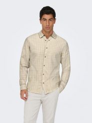 ONLY & SONS Koszula - Regular fit - w kolorze beżowym rozmiar: XL. Brązowe koszule Only & Sons, xl, bez wzorów, z bawełny, bez kołnierzyka, bez ramiączek. Za 90.95 zł.