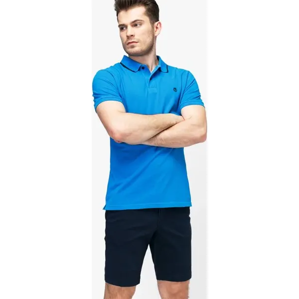 Timberland Polo Millers River , niebieski, rozmiar L. Niebieskie koszulki polo sportowe Timberland, l, bez wzorów, z bawełny, bez kołnierzyka, bez ramiączek. W wyprzedaży za 199.99 zł.