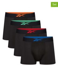 Reebok Bokserki (4 pary) w kolorze czarnym rozmiar: XL. Czarne bokserki Reebok, xl, bez wzorów. Za 126.45 zł.