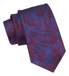 Krawat Męski, Klasyczny - ALTIES - Czerwony z Niebieskim. Czerwone krawaty i muchy Alties, bez wzorów, z tkaniny. Za 49.00 zł.