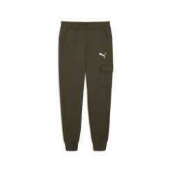 Męskie bojówki Essentials PUMA Dark Olive Green. Zielone joggery i bojówki Puma, l, bez wzorów, z gumy, klasyczne, z standardowym stanem. Za 207.80 zł.