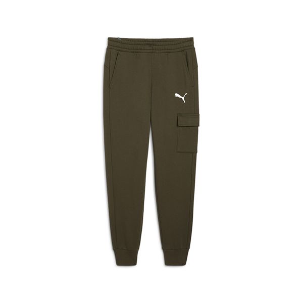 Męskie bojówki Essentials PUMA Dark Olive Green. Zielone joggery i bojówki Puma, l, bez wzorów, z gumy, klasyczne, z standardowym stanem. Za 207.80 zł.