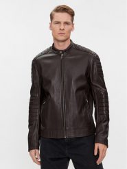 Boss Kurtka skórzana Jolur 50504104 Brązowy Regular Fit. Brązowe kurtki Boss, m, bez wzorów, ze skóry, bez kaptura. Za 1,219.00 zł.