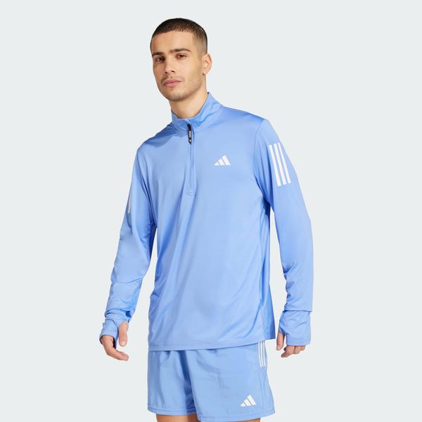 Kurtka Own the Run Half-Zip. Niebieskie kurtki Adidas, m, bez wzorów, z materiału, bez kaptura. W wyprzedaży za 122.50 zł.
