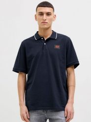 Jack & Jones Koszulka polo w kolorze granatowym rozmiar: S. Niebieskie koszulki polo Jack & Jones, s, bez wzorów, z bawełny, bez kołnierzyka, bez ramiączek. Za 57.47 zł.