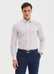 PAKO LORENTE - Biała koszula męska we wzór morski. Białe koszule Pako Lorente, m, bez wzorów, z bawełny, bez kołnierzyka, bez ramiączek. Za 89.99 zł.