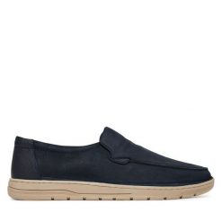 Półbuty Lasocki. Niebieskie eleganckie półbuty Lasocki, bez wzorów, bez obcasa, bez zapięcia. Za 229.99 zł.