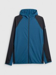 4F Bluza trekkingowa regular z kapturem męska - turkusowa M. Niebieskie bluzy z kapturem 4F, m, bez wzorów, z kapturem. Za 249.99 zł.