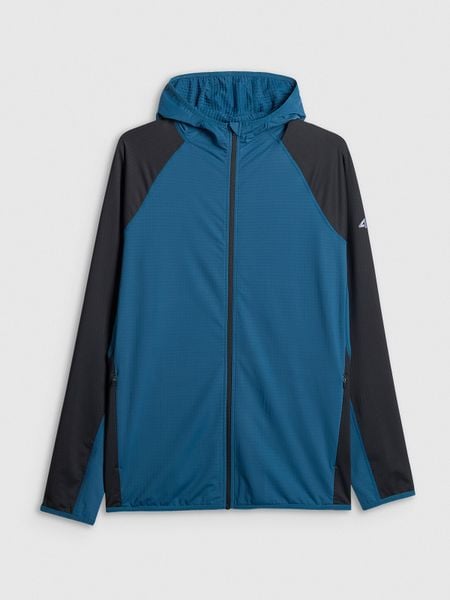 4F Bluza trekkingowa regular z kapturem męska - turkusowa M. Niebieskie bluzy 4F, m, bez wzorów, z kapturem. Za 249.99 zł.