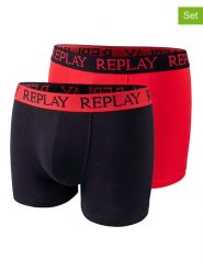 Replay Underwear Bokserki (2 pary) w kolorze czerwonym i czarnym rozmiar: XXL. Czarne bokserki Replay Underwear, xxl, bez wzorów. Za 43.99 zł.