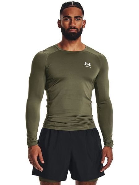Under Armour Koszulka sportowa "HG Armour Comp" w kolorze khaki rozmiar: L. Brązowe t-shirty sportowe Under Armour, bez wzorów, z materiału, bez ramiączek, outdoorowe. Za 118.01 zł.