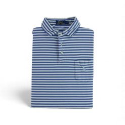 Second life - Krótki Rękaw Męskie Polo Niebieskie - Jak nowy. Niebieskie koszulki polo RALPH LAUREN, m, bez wzorów, bez kołnierzyka, bez ramiączek, na golfa. Za 114.17 zł.