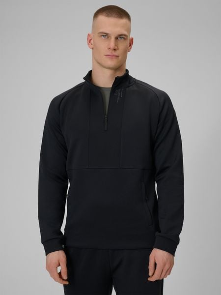 4F Bluza treningowa regular szybkoschnąca męska - czarna M. Czarne bluzy 4F, l, bez wzorów, z materiału, bez kaptura. Za 199.99 zł.