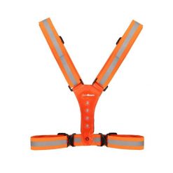 Kamizelka biegowa odblaskowa regulowana Orange. Pomarańczowe kamizelki sportowe GYMBEAM, s, bez wzorów, z poliesteru, bez kaptura, do biegania. Za 63.90 zł.