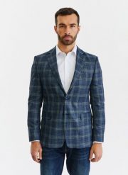 PAKO LORENTE – Granatowa casualowa marynarka męska w zieloną kratę. Zielone garnitury Pako Lorente, na co dzień, m, bez wzorów, z elastanu. Za 549.99 zł.