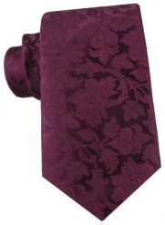 Burgundowy Krawat z Kwiatową Fakturą - Alties. Czerwone krawaty i muchy Alties, bez wzorów, z tkaniny. Za 55.00 zł.