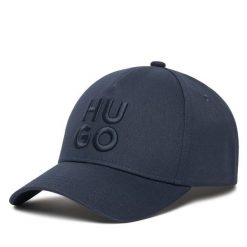 Czapka z daszkiem HUGO. Niebieskie czapki z daszkiem Hugo, bez wzorów. Za 219.99 zł.