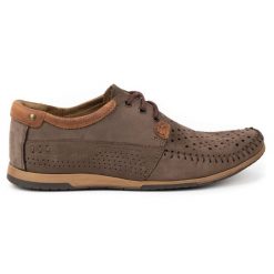 KOMODO Buty męskie skóra mokasyny 875 lato brązowe. Brązowe mokasyny bez wzorów, ze skóry, bez obcasa, bez zapięcia. Za 377.80 zł.