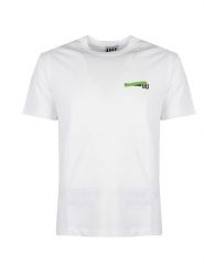 Les Hommes T-shirt "Urban Zone" | UHT204700P | Urban Zone | Mężczyzna | Biały, Zielony. Białe t-shirty Les Hommes, m, bez wzorów, z bawełny, bez kołnierzyka, bez ramiączek. W wyprzedaży za 179.00 zł.