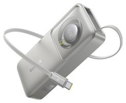 Baseus Free2Pull 10000mAh 30W z portem USB-C i rozwijanym kablem USB-C szary. Szare powerbanki . Za 149.90 zł.