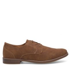 Półbuty Lanetti. Brązowe eleganckie półbuty Lanetti, bez wzorów, bez obcasa, bez zapięcia. Za 139.99 zł.