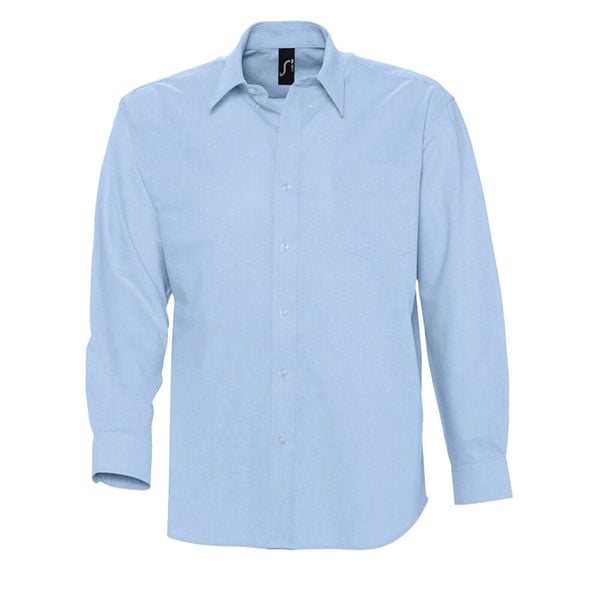 Męska Koszula Oxford Z Długim Rękawem. Niebieskie bluzki z długim rękawem SOL'S, m, bez wzorów, bez kołnierzyka, bez ramiączek. Za 155.99 zł.