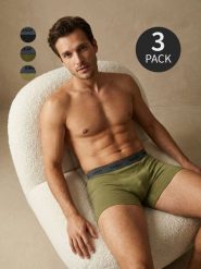 Bawełniane bokserki Long 3 pack - zielony. Zielone bokserki Sinsay, l, bez wzorów, z bawełny. Za 35.99 zł.