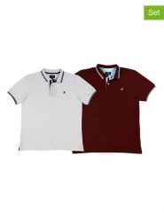 The Time of Bocha Koszulki polo (2 szt.) w kolorze bordowym i białym rozmiar: S. Białe koszulki polo The Time of Bocha, s, bez wzorów, z bawełny, bez kołnierzyka, bez ramiączek. Za 165.99 zł.