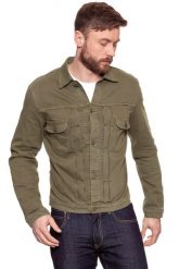 KURTKA JEANSOWA WRANGLER PLEATED JACKET FOREST RAIN W497W955A. Brązowe kurtki Wrangler, m, bez wzorów, z jeansu, bez kaptura. Za 199.99 zł.