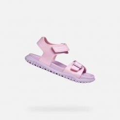 Sandały GEOX J SANDAL FUSBETTO GI Rose. Czerwone sandały Geox, z syntetyku, bez zapięcia. Za 206.99 zł.