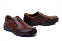 RIEKER 03354-26 brown, półbuty męskie. Brązowe eleganckie półbuty Rieker, bez wzorów, bez obcasa, bez zapięcia. Za 339.92 zł.