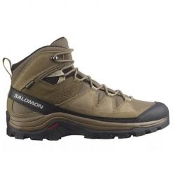 Buty trekkingowe męskie Salomon Quest Rove Gtx. Zielone buty turystyczne Salomon, bez wzorów, z materiału, za kostkę, bez zapięcia, trekkingowe. Za 657.00 zł.