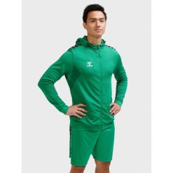 Bluza z kapturem sportowa Hummel Authentic Poly Zip Hoodie. Zielone bluzy z kapturem Hummel, l, bez wzorów, z kapturem. Za 254.50 zł.
