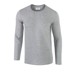 Koszulka Z Długim Rękawem Unisex Softstyle Dla Dorosłych. Szare bluzki z długim rękawem GILDAN, xl, bez wzorów, bez kołnierzyka, bez ramiączek. Za 56.99 zł.