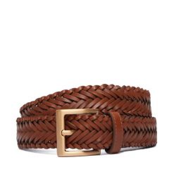 Pasek Tommy Hilfiger. Brązowe paski Tommy Hilfiger, bez wzorów. Za 269.99 zł.