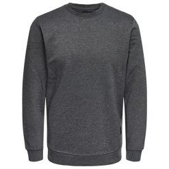 Only&Sons Mens Basic Sweat Crew Neck Sweat Brushed Noos Dark Grey Melange (Rozmiar M). Bluzy marki Only&Sons. W wyprzedaży za 85.00 zł.