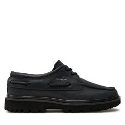 Półbuty Calvin Klein Jeans. Czarne eleganckie półbuty Calvin Klein Jeans, bez wzorów, z jeansu, bez obcasa, bez zapięcia. Za 749.99 zł.
