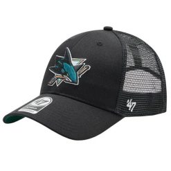 Czapka z daszkiem dla dorosłych 47 NHL San Jose Sharks Branson Cap. Czarne czapki z daszkiem 47 Brand, bez wzorów, z bawełny. Za 99.99 zł.