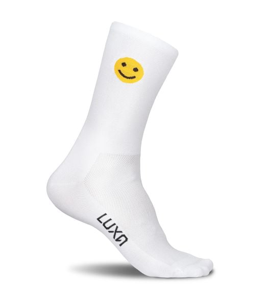 Skarpetki Rowerowe dla dorosłych LUXA Emoji. Białe skarpety LUXA, bez wzorów, z elastanu. Za 49.90 zł.